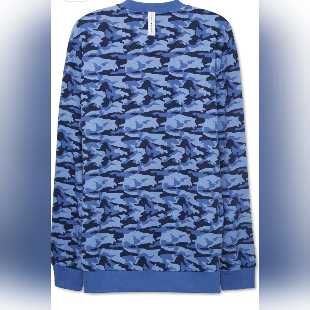 Tommy Hilfiger Men's Cotton Camouflage Pajama Top Size Medium M Blue R-2215